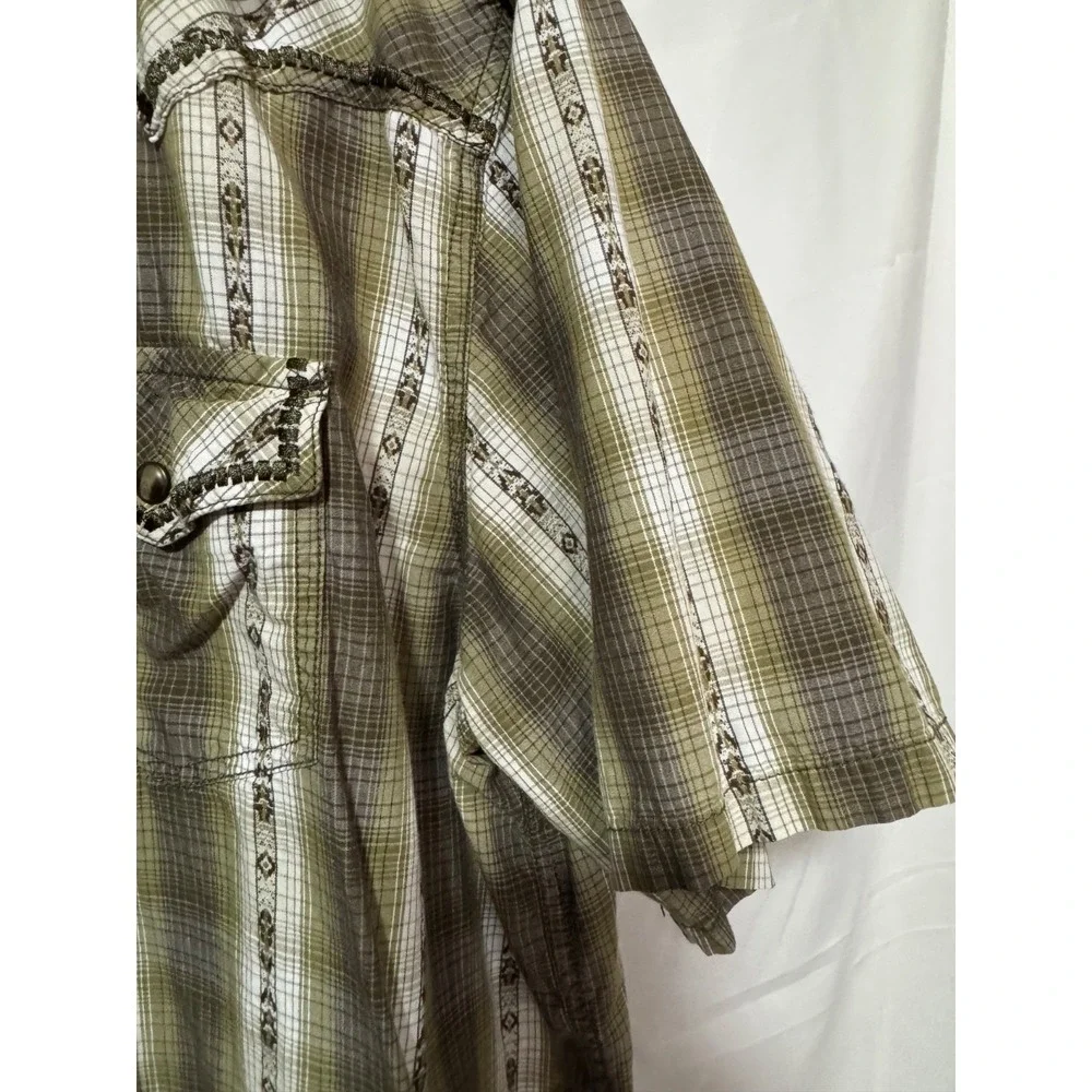 Cody James Western Shirt Mens XL Plaid Pearl Snap Short Sleeve Cowboy Ranch Rode